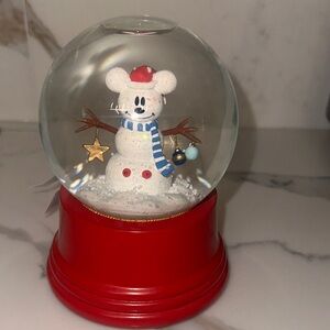 Vintage Disney Store Mickey Mouse Snowman Holiday Snow Globe - NWT